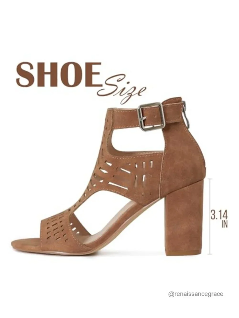 Faux Suede Chunky Heel Wedge Sandals Women Side Zipper